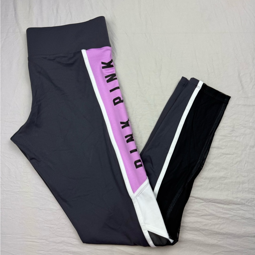 PINK Victoria's Secret ultimate Black Leggings with Purple Side